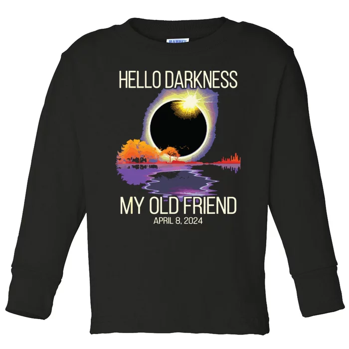 Hello Darkness My Old Friend Solar Eclipse April 08 2024 Toddler Long Sleeve Shirt