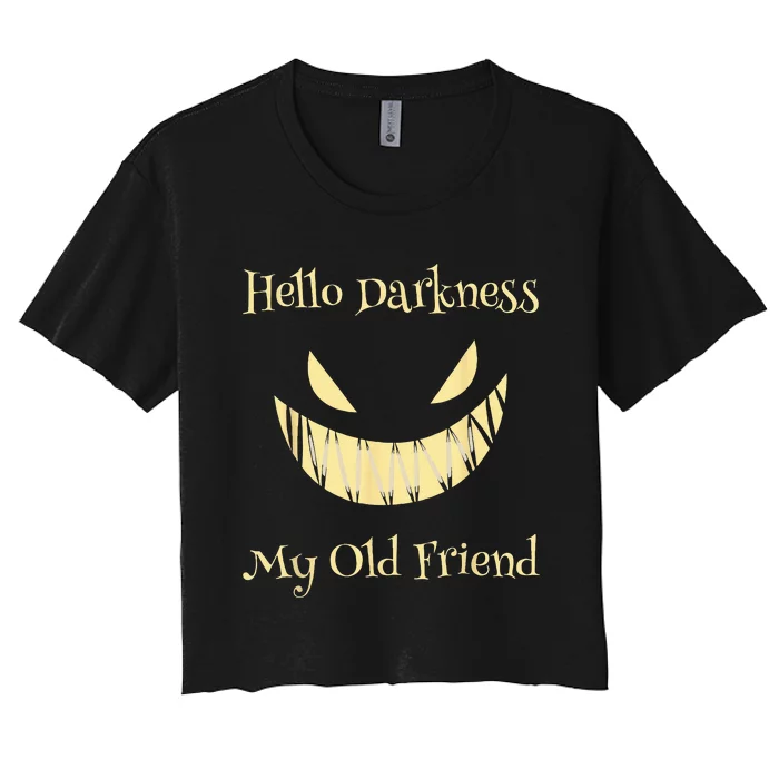 Hello Darkness My Old Friend Scary Pumpkin Women's Crop Top Tee