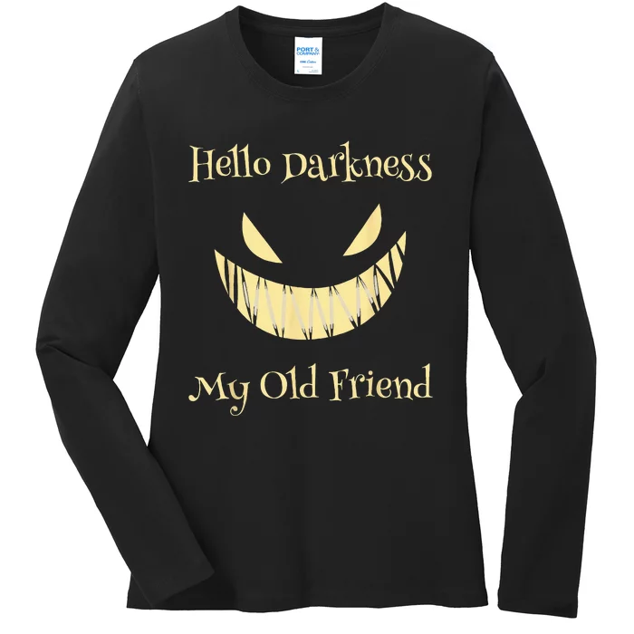 Hello Darkness My Old Friend Scary Pumpkin Ladies Long Sleeve Shirt