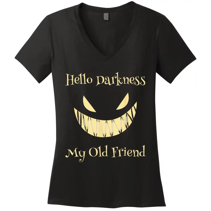 Hello Darkness My Old Friend Scary Pumpkin Women's V-Neck T-Shirt