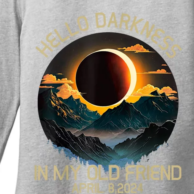 Hello Darkness My Old Friend Solar Eclipse April 08 2024 Womens CVC Long Sleeve Shirt