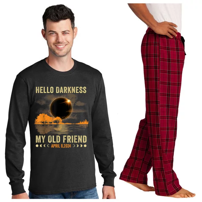 Hello Darkness My Friend Solar Eclipse April 8 2024 Funny Long Sleeve Pajama Set