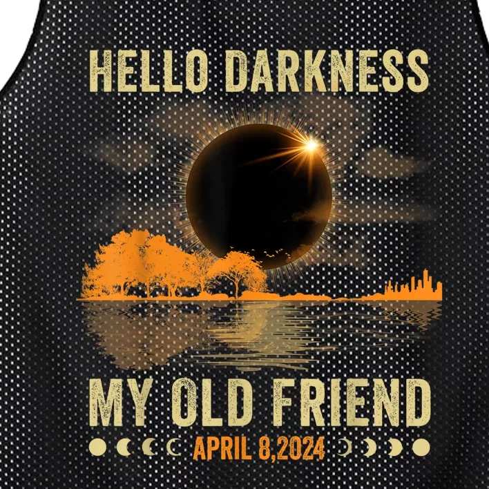 Hello Darkness My Friend Solar Eclipse April 8 2024 Funny Mesh Reversible Basketball Jersey Tank