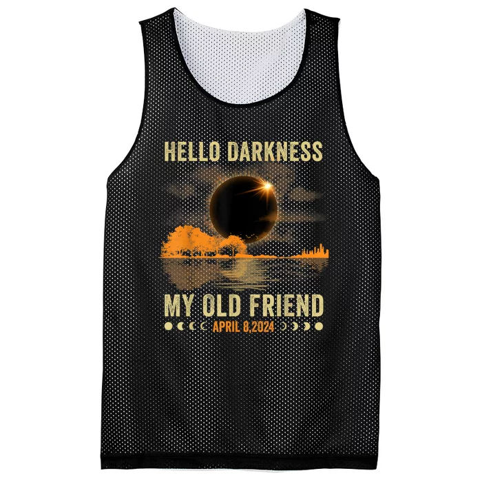 Hello Darkness My Friend Solar Eclipse April 8 2024 Funny Mesh Reversible Basketball Jersey Tank