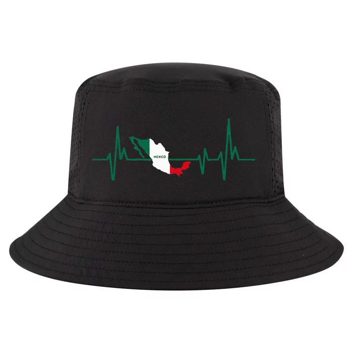 Heartbeat Design Mexican Flag Mexico Cool Comfort Performance Bucket Hat