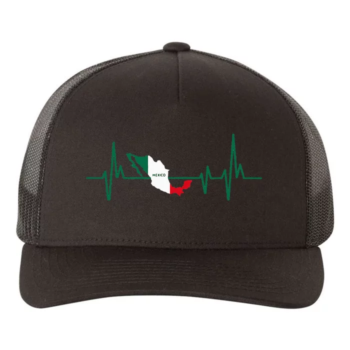 Heartbeat Design Mexican Flag Mexico Yupoong Adult 5-Panel Trucker Hat