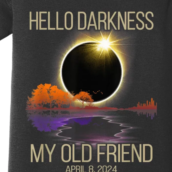 Hello Darkness My Old Friend Solar Eclipse April 08 2024 Baby Bodysuit