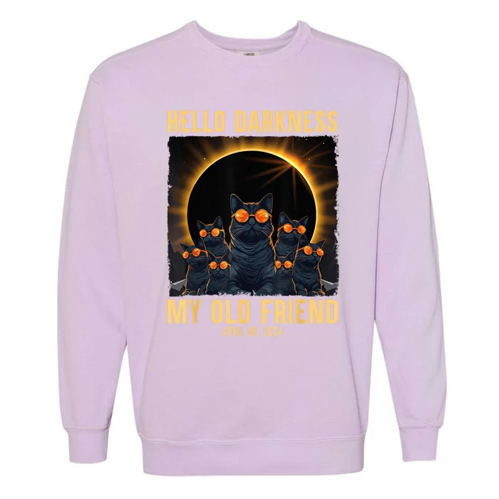 Hello Darkness My Old Friend Solar Eclipse April 08 2024 Garment-Dyed Sweatshirt