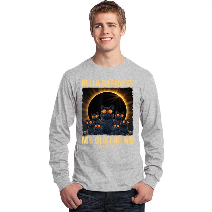 Hello Darkness My Old Friend Solar Eclipse April 08 2024 Tall Long Sleeve T-Shirt