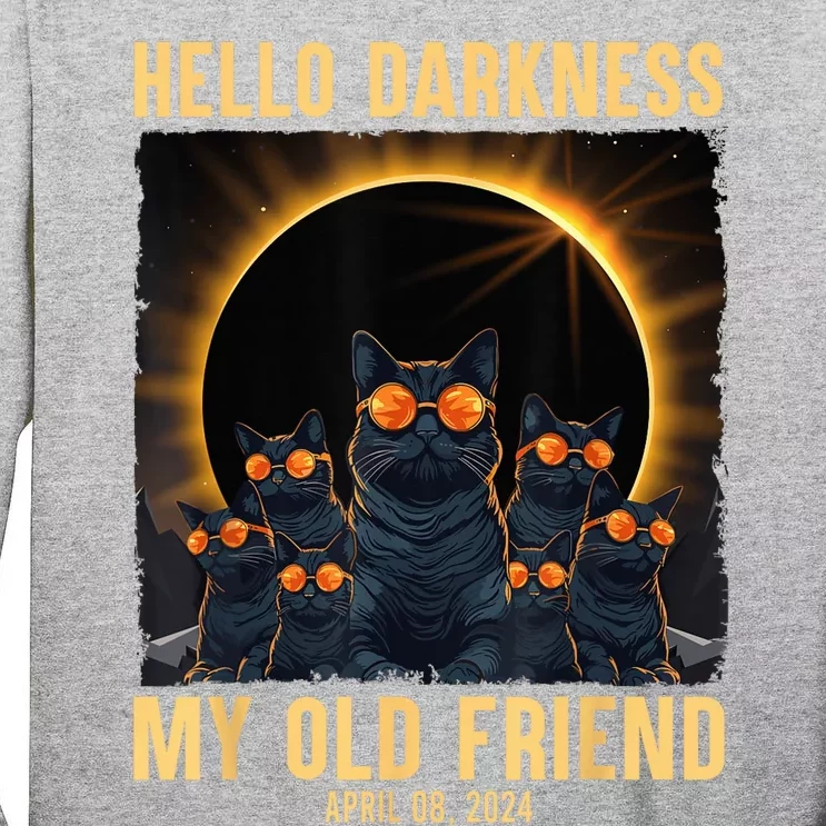 Hello Darkness My Old Friend Solar Eclipse April 08 2024 Tall Long Sleeve T-Shirt