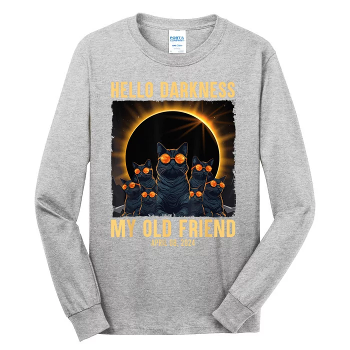 Hello Darkness My Old Friend Solar Eclipse April 08 2024 Tall Long Sleeve T-Shirt