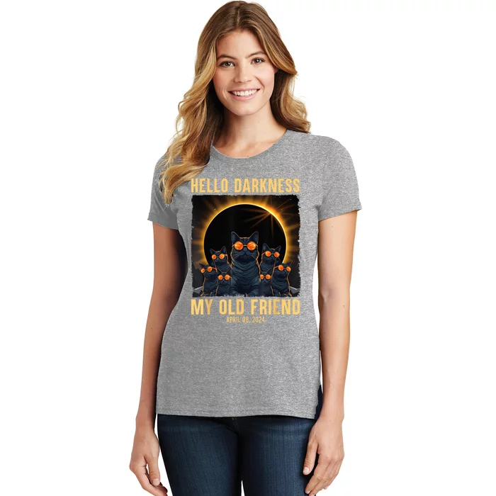 Hello Darkness My Old Friend Solar Eclipse April 08 2024 Women's T-Shirt