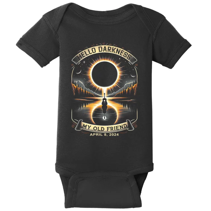 Hello Darkness My Old Friend Solar Eclipse April 8 2024 Baby Bodysuit