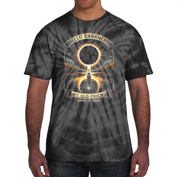 Hello Darkness My Old Friend Solar Eclipse April 8 2024 Tie-Dye T-Shirt