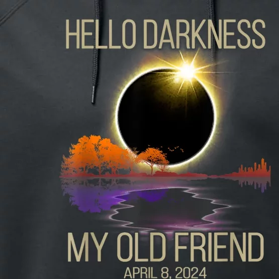 Hello Darkness My Old Friend Solar Eclipse April 08 2024 Performance Fleece Hoodie