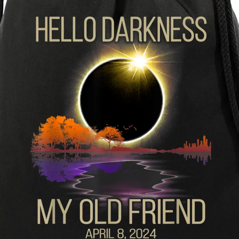 Hello Darkness My Old Friend Solar Eclipse April 08 2024 Drawstring Bag