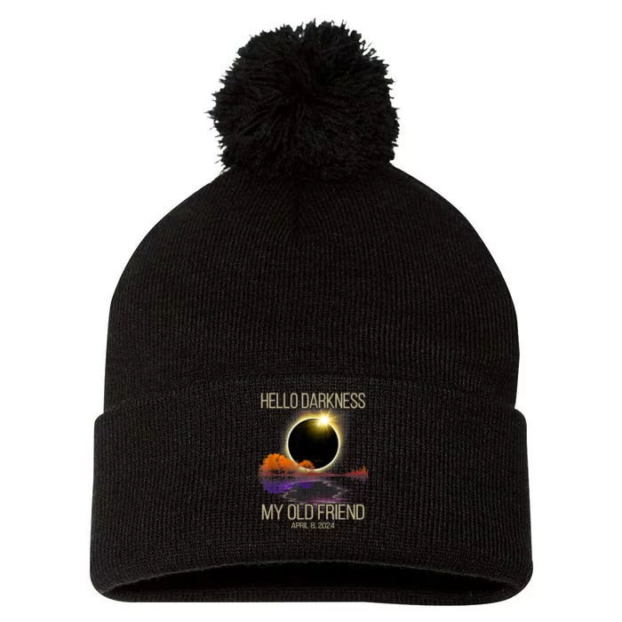 Hello Darkness My Old Friend Solar Eclipse April 08 2024 Pom Pom 12in Knit Beanie