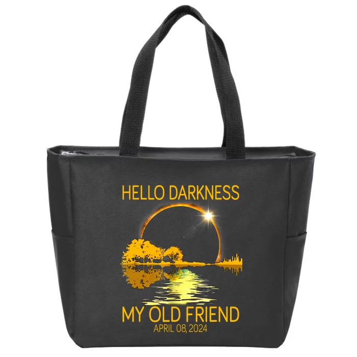 Hello Darkness My Old Friend Funny 2024 Solar Eclipse 4 8 24 Zip Tote Bag