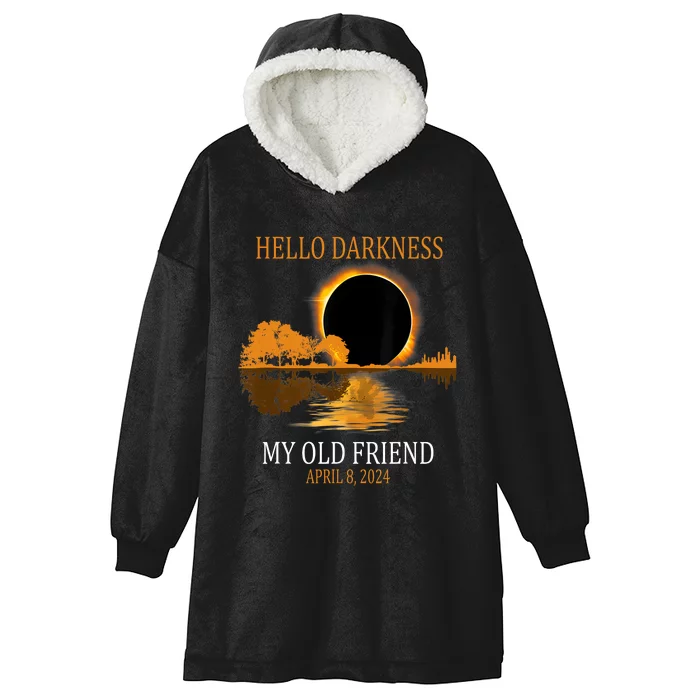 Hello Darkness My Old Friend Funny Total Solar Eclipse 2024 Hooded Wearable Blanket