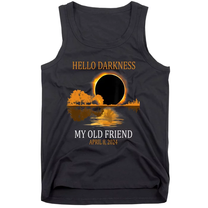 Hello Darkness My Old Friend Funny Total Solar Eclipse 2024 Tank Top