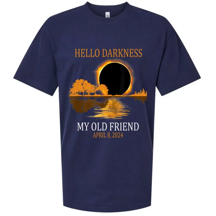 Hello Darkness My Old Friend Funny Total Solar Eclipse 2024 Sueded Cloud Jersey T-Shirt