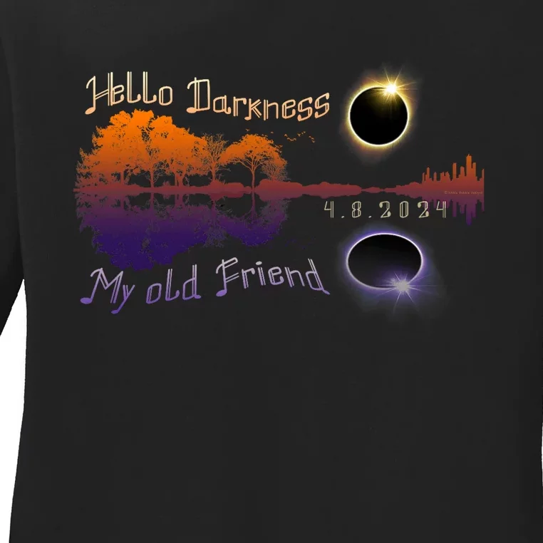 Hello Darkness My Old Friend Solar Eclipse Trending Design Ladies Long Sleeve Shirt