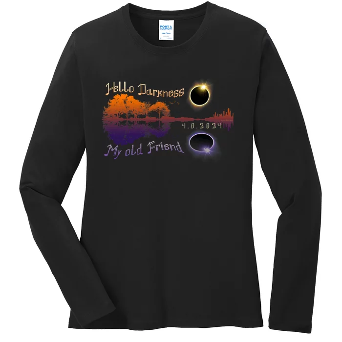 Hello Darkness My Old Friend Solar Eclipse Trending Design Ladies Long Sleeve Shirt