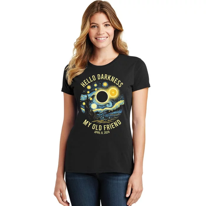 Hello Darkness My Old Friend Solar Eclipse April 8 2024 Women's T-Shirt