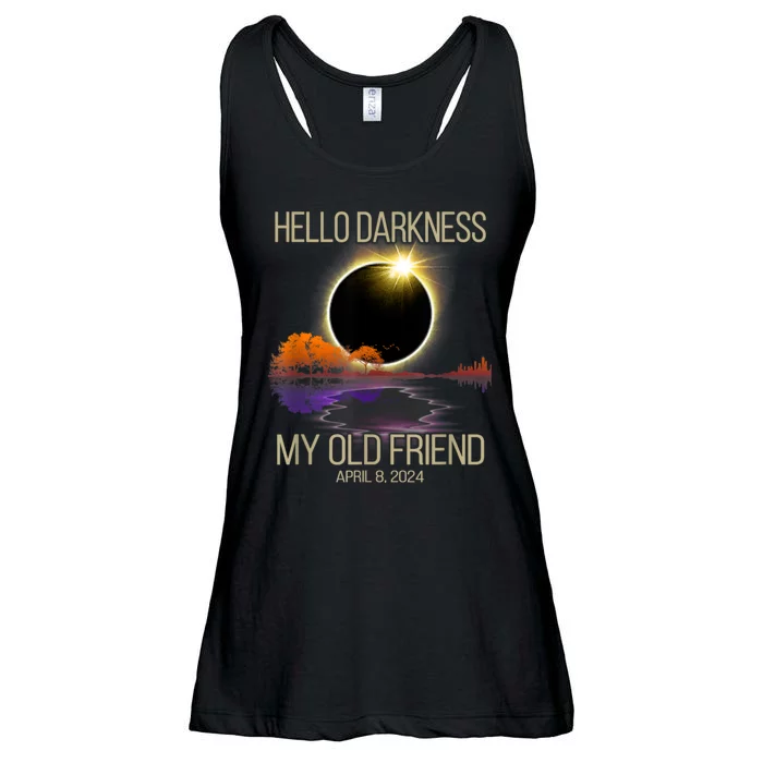 Hello Darkness My Old Friend Solar Eclipse April 08 2024 Ladies Essential Flowy Tank