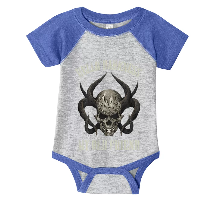 Hello Darkness My Old Friend Demon Skull Horn Halloween Infant Baby Jersey Bodysuit