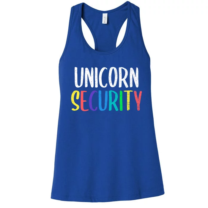 Halloween Dad Mom Daughter Adult Costume Unicorn Security Funny Gift Women's Racerback Tank