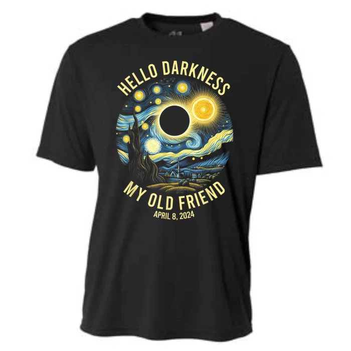 Hello Darkness My Old Friend Solar Eclipse April 8 2024 Cooling Performance Crew T-Shirt