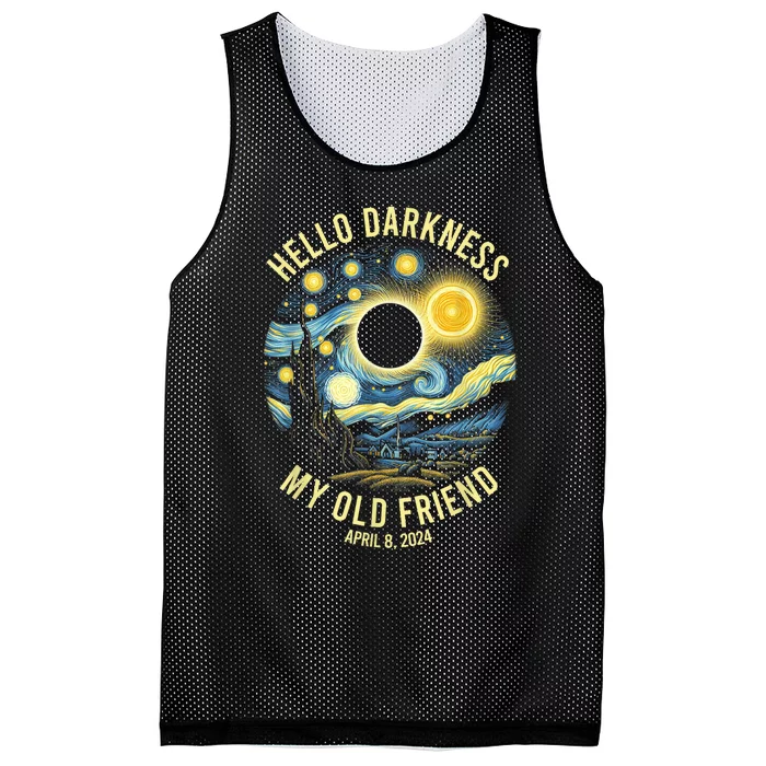 Hello Darkness My Old Friend Solar Eclipse April 8 2024 Mesh Reversible Basketball Jersey Tank