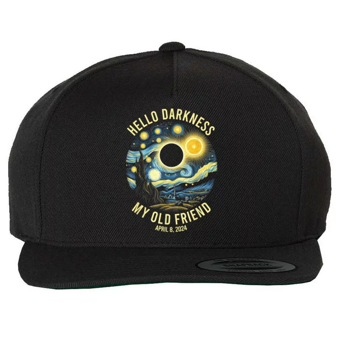 Hello Darkness My Old Friend Solar Eclipse April 8 2024 Wool Snapback Cap