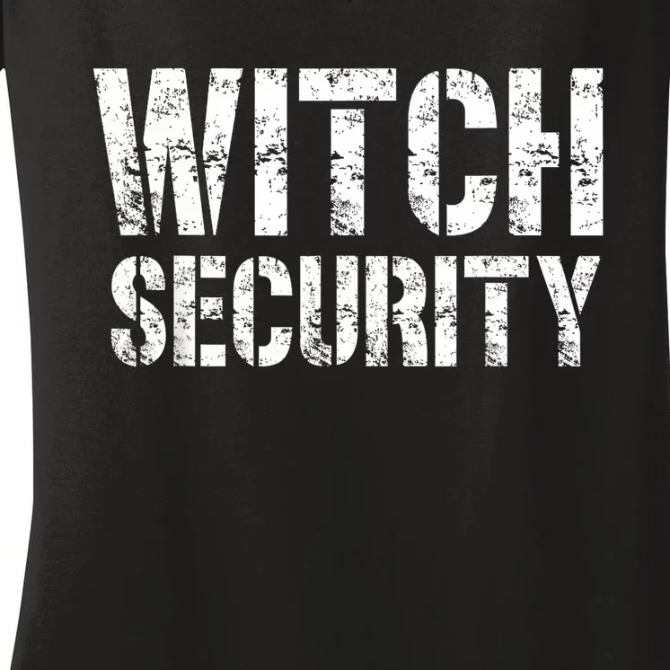 Halloween Dad Mom Daughter Adult Costume Witch Security Women's V-Neck T-Shirt