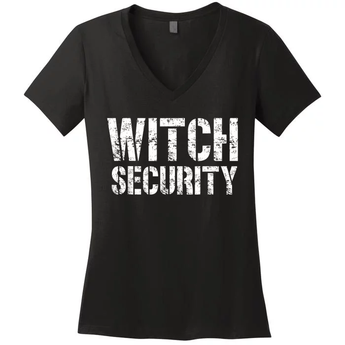 Halloween Dad Mom Daughter Adult Costume Witch Security Women's V-Neck T-Shirt