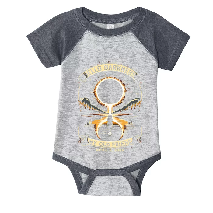 Hello Darkness My Old Friend Solar Eclipse April 8 2024 Infant Baby Jersey Bodysuit