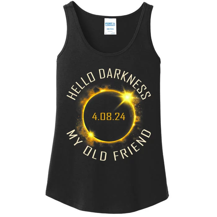 Hello Darkness My Old Friend Solar Eclipse April 08 2024 Gift Ladies Essential Tank