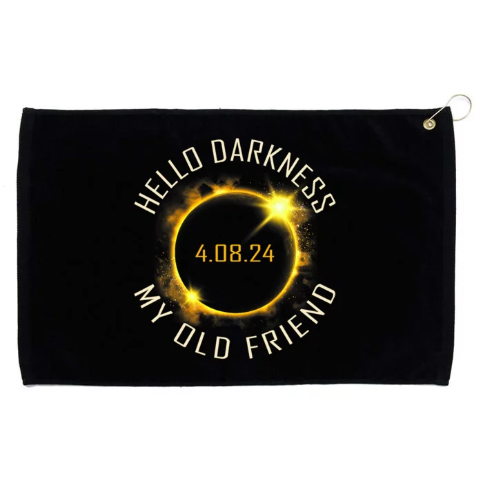 Hello Darkness My Old Friend Solar Eclipse April 08 2024 Gift Grommeted Golf Towel