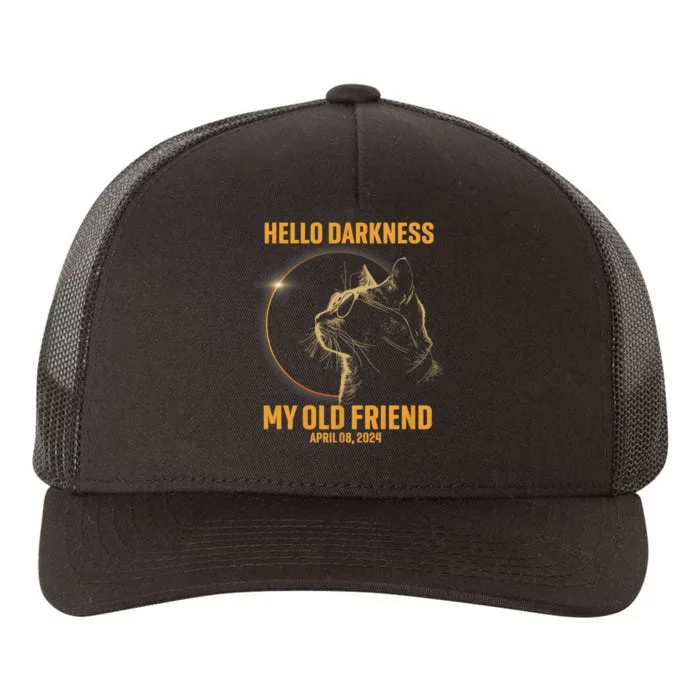 Hello Darkness My Old Friend Cat Solar Eclipse April 08 2024 Yupoong Adult 5-Panel Trucker Hat