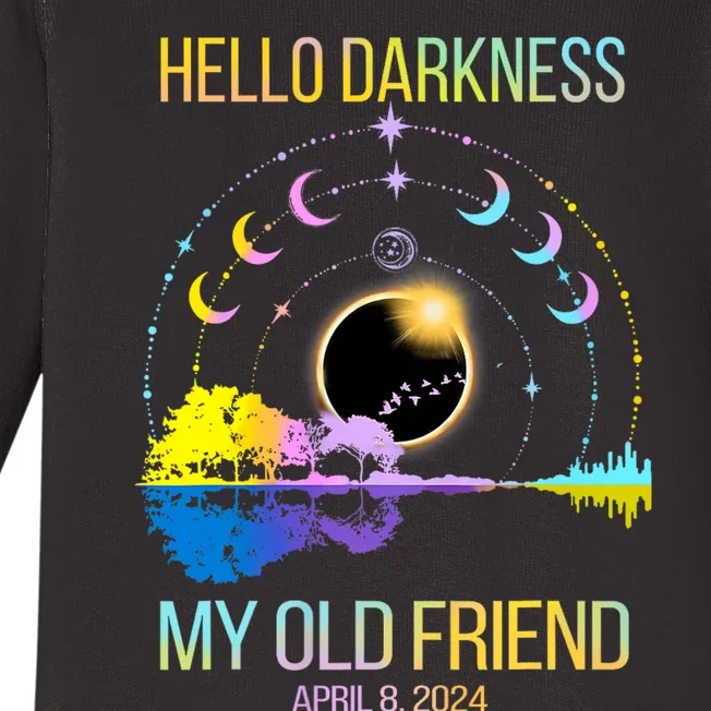 Hello Darkness My Old Friend Solar Eclipse April 08 2024 Baby Long Sleeve Bodysuit