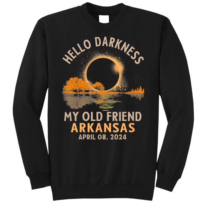 Hello Darkness My Old Friend Total Eclipse 2024 Arkansas Tall Sweatshirt