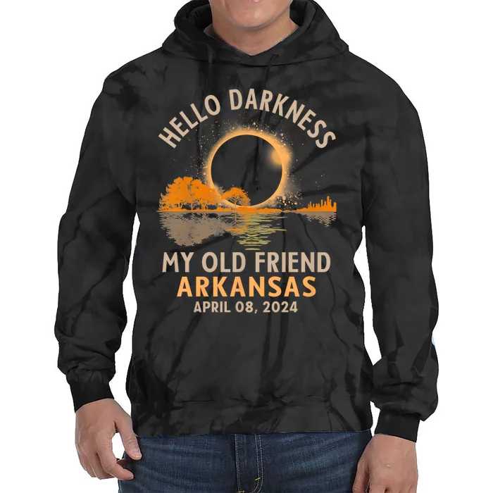 Hello Darkness My Old Friend Total Eclipse 2024 Arkansas Tie Dye Hoodie