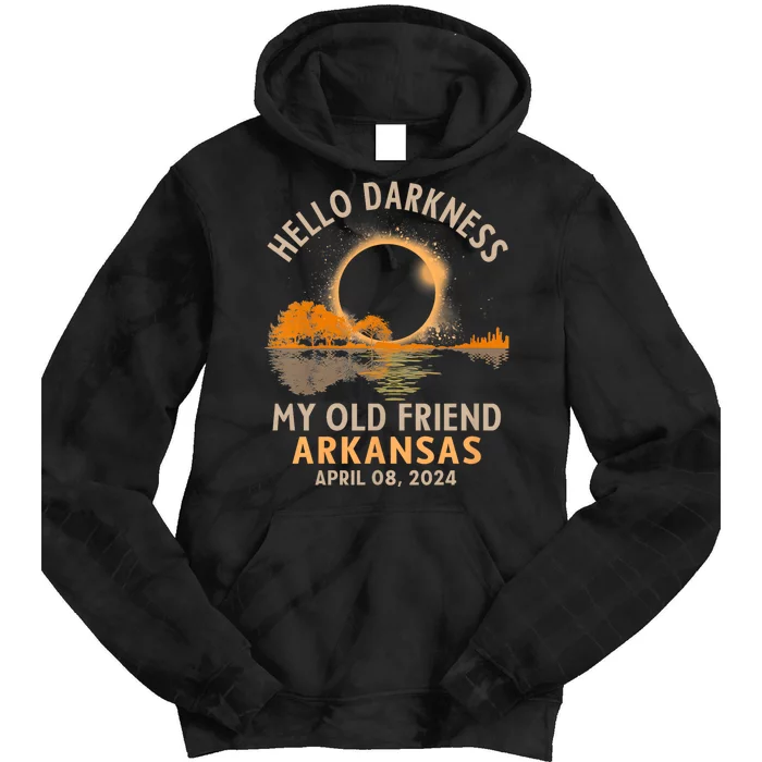 Hello Darkness My Old Friend Total Eclipse 2024 Arkansas Tie Dye Hoodie