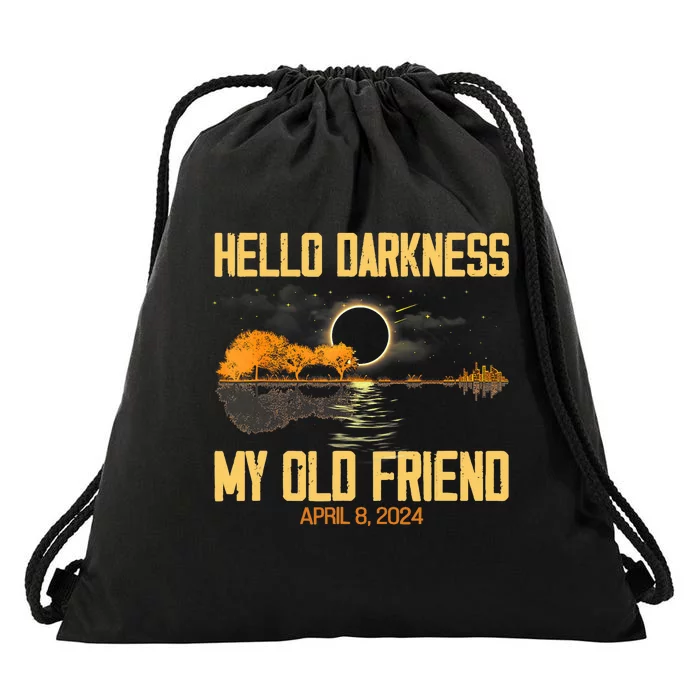 Hello Darkness My Old Friend Solar Eclipse April 08 2024 Totality Eclipse Drawstring Bag