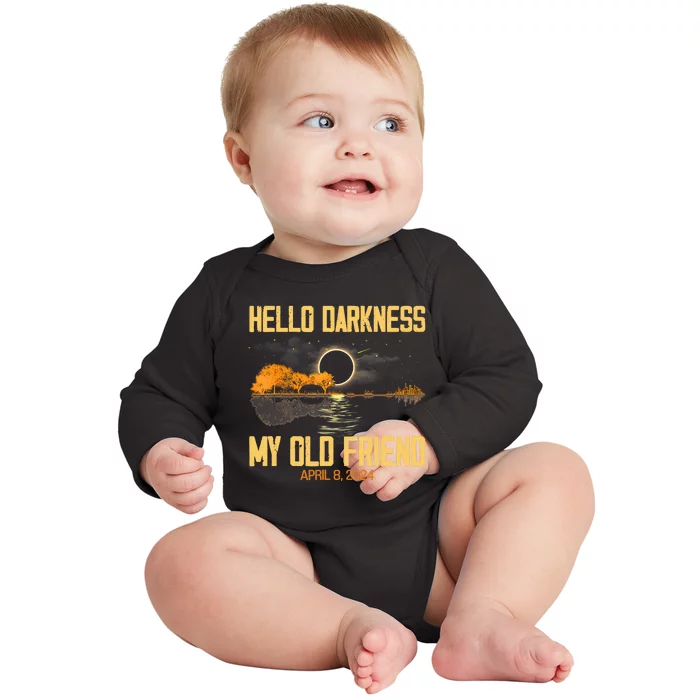 Hello Darkness My Old Friend Solar Eclipse April 08 2024 Totality Eclipse Baby Long Sleeve Bodysuit