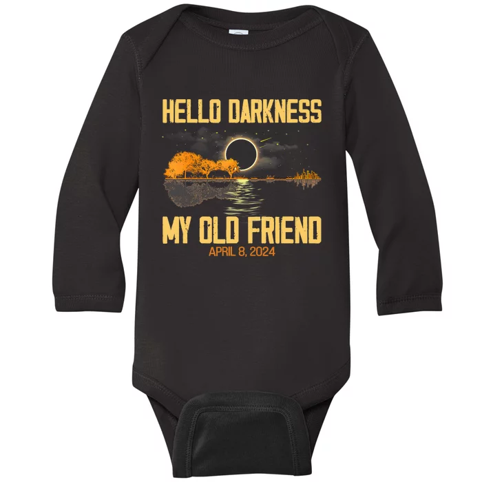 Hello Darkness My Old Friend Solar Eclipse April 08 2024 Totality Eclipse Baby Long Sleeve Bodysuit