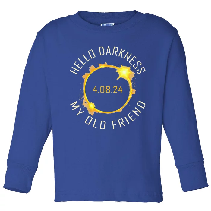 Hello Darkness My Old Friend Solar Eclipse April 08 2024 Toddler Long Sleeve Shirt