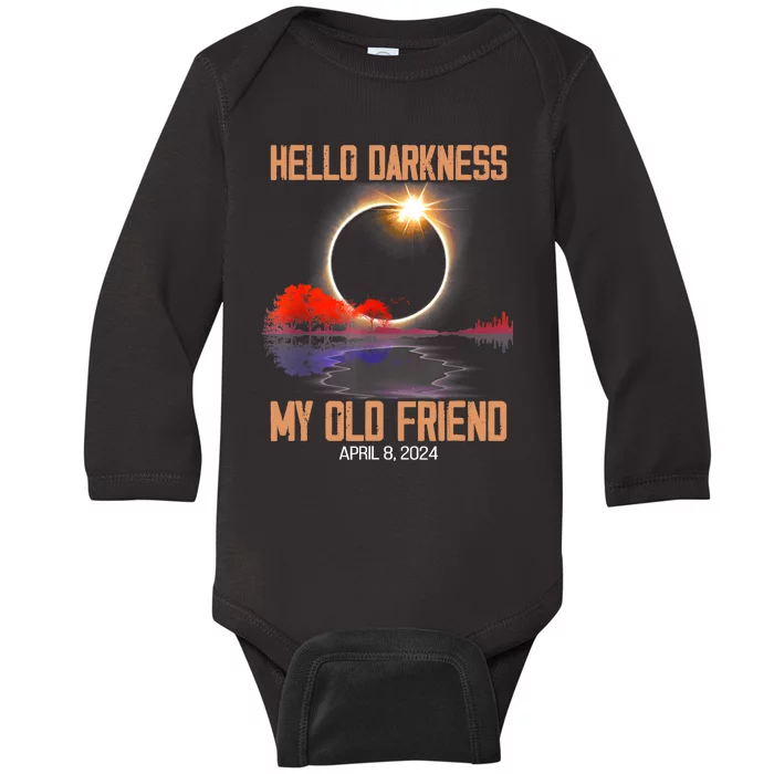 Hello Darkness My Old Friend Solar Eclipse April 08 2024 Baby Long Sleeve Bodysuit