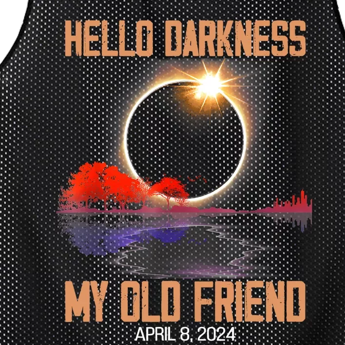 Hello Darkness My Old Friend Solar Eclipse April 08 2024 Mesh Reversible Basketball Jersey Tank